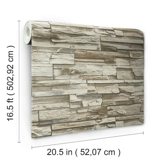 RoomMates Stacked Stone Peel & Stick Wallpaper